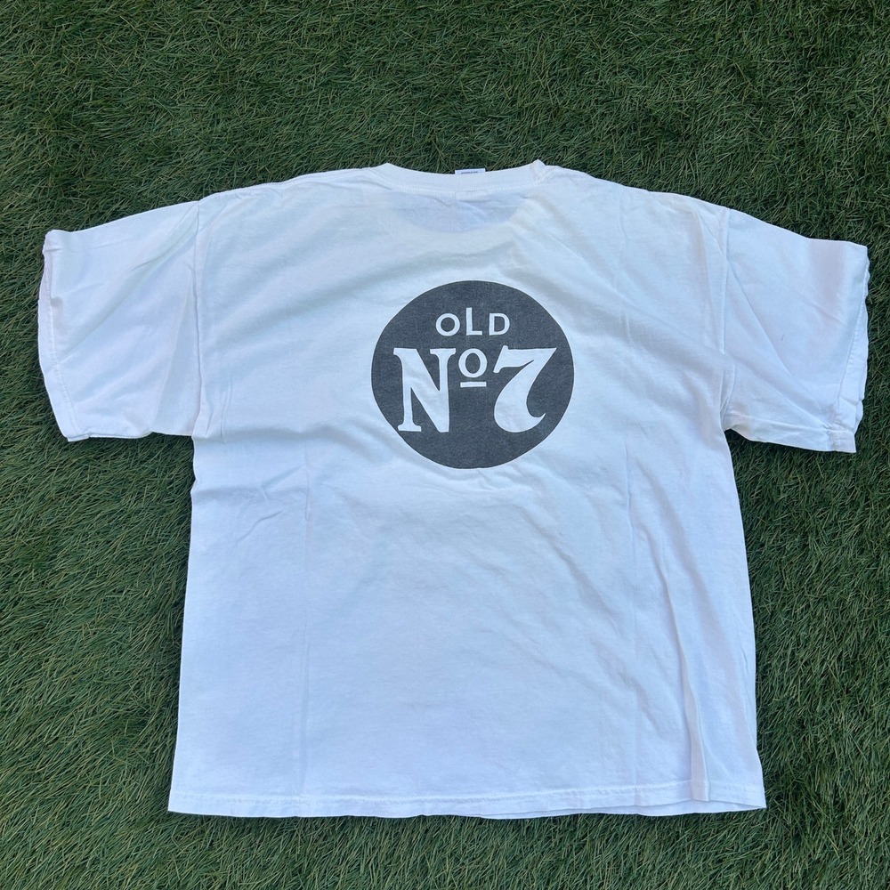 Jack Daniels T-Shirt XL White Vintage Y2K Spellout Old No 7 Graphic Baggy Skater